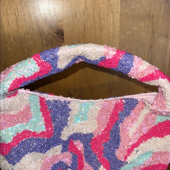 🩷💜🩵 ✨GORGEOUS PINK, PURPLE & BLUE Beaded Shoulder Bag!!! ✨ - Picture 4 of 6